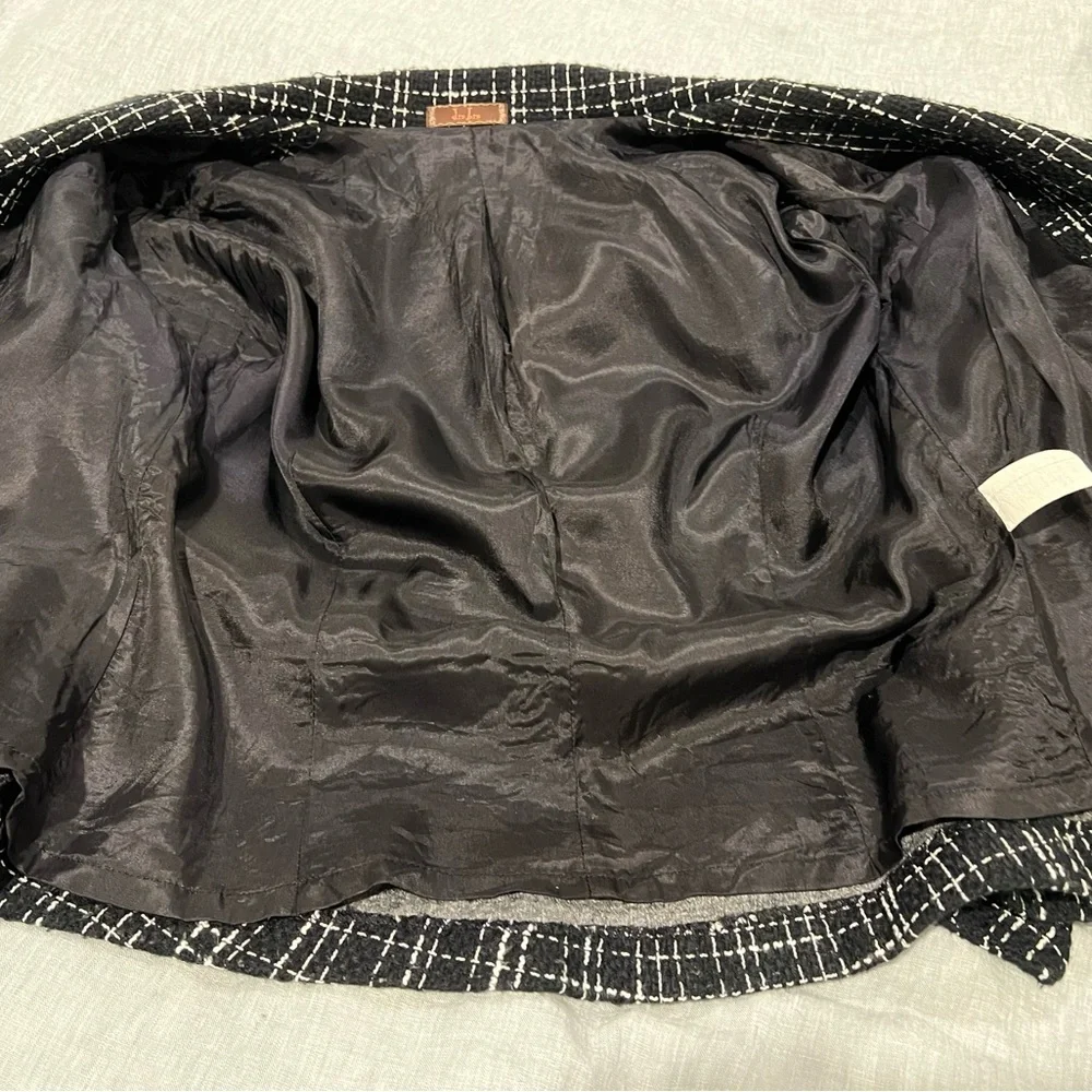 VINTAGE din bin tweed black and‎ white Blazer. Size large Y2K